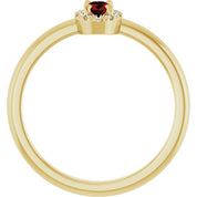 14K Yellow Natural Mozambique Garnet & .05 CTW Natural Diamond French-Set Halo-Style Ring
