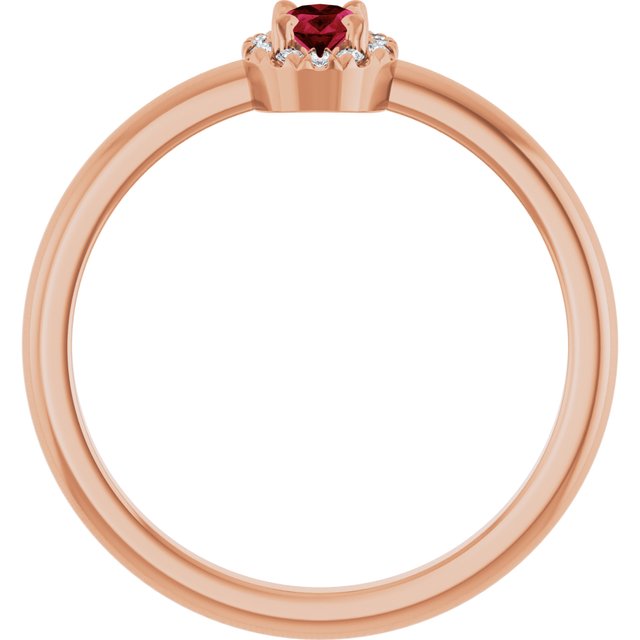 14K Rose Lab-Grown Ruby & .05 CTW Natural Diamond French-Set Halo-Style Ring
