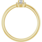 14K Yellow Natural White Sapphire & .05 CTW Natural Diamond French-Set Halo-Style Ring