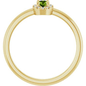 14K Yellow Natural Peridot & .05 CTW Natural Diamond French-Set Halo-Style Ring
