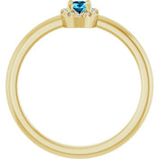 14K Yellow Natural Aquamarine & .05 CTW Natural Diamond French-Set Halo-Style Ring