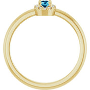 14K Yellow Natural Aquamarine & .05 CTW Natural Diamond French-Set Halo-Style Ring