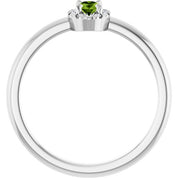 Platinum Natural Peridot & .05 CTW Natural Diamond French-Set Halo-Style Ring