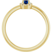 14K Yellow Natural Blue Sapphire & .05 CTW Natural Diamond French-Set Halo-Style Ring