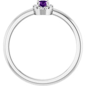 14K White Natural Amethyst & .05 CTW Natural Diamond French-Set Halo-Style Ring