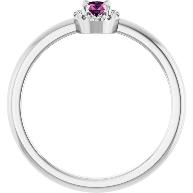 14K White Natural Pink Tourmaline & .05 CTW Natural Diamond French-Set Halo-Style Ring