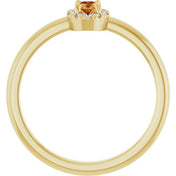 14K Yellow Natural Citrine & .05 CTW Natural Diamond French-Set Halo-Style Ring