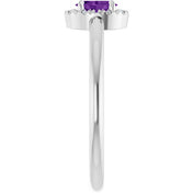 14K White Natural Amethyst & .05 CTW Natural Diamond French-Set Halo-Style Ring