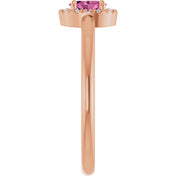 14K Rose Natural Pink Tourmaline & .05 CTW Natural Diamond French-Set Halo-Style Ring