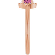 14K Rose Natural Pink Tourmaline & .05 CTW Natural Diamond French-Set Halo-Style Ring