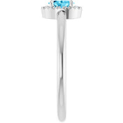Platinum Natural Aquamarine & .05 CTW Natural Diamond French-Set Halo-Style Ring