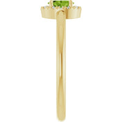 14K Yellow Natural Peridot & .05 CTW Natural Diamond French-Set Halo-Style Ring