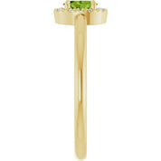 14K Yellow Natural Peridot & .05 CTW Natural Diamond French-Set Halo-Style Ring