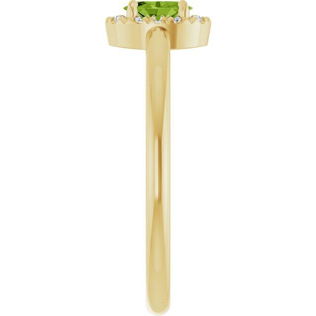 14K Yellow Natural Peridot & .05 CTW Natural Diamond French-Set Halo-Style Ring