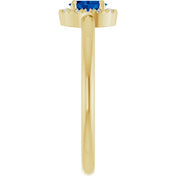 14K Yellow Lab-Grown Blue Sapphire & .05 CTW Natural Diamond French-Set Halo-Style Ring