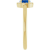 14K Yellow Lab-Grown Blue Sapphire & .05 CTW Natural Diamond French-Set Halo-Style Ring