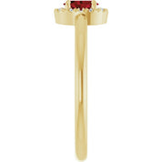 14K Yellow Natural Mozambique Garnet & .05 CTW Natural Diamond French-Set Halo-Style Ring
