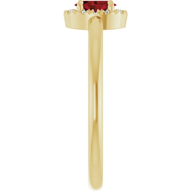 14K Yellow Natural Mozambique Garnet & .05 CTW Natural Diamond French-Set Halo-Style Ring
