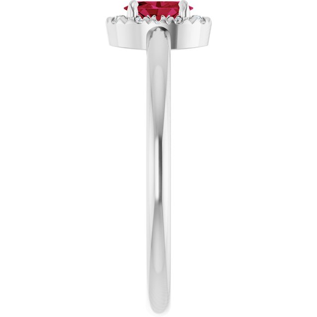 Sterling Silver Natural Ruby & .05 CTW Natural Diamond French-Set Halo-Style Ring