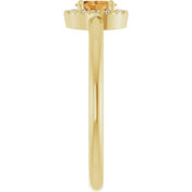 14K Yellow Natural Citrine & .05 CTW Natural Diamond French-Set Halo-Style Ring