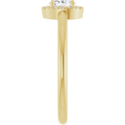 14K Yellow Natural White Sapphire & .05 CTW Natural Diamond French-Set Halo-Style Ring