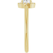 14K Yellow Natural White Sapphire & .05 CTW Natural Diamond French-Set Halo-Style Ring