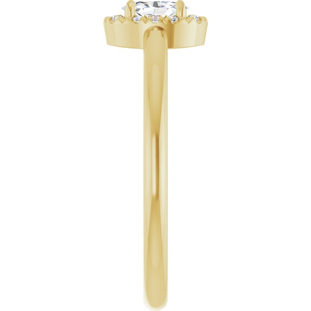 14K Yellow Natural White Sapphire & .05 CTW Natural Diamond French-Set Halo-Style Ring