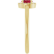 14K Yellow Lab-Grown Ruby & .05 CTW Natural Diamond French-Set Halo-Style Ring