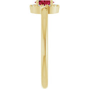 14K Yellow Lab-Grown Ruby & .05 CTW Natural Diamond French-Set Halo-Style Ring