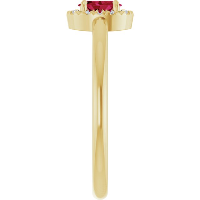 14K Yellow Lab-Grown Ruby & .05 CTW Natural Diamond French-Set Halo-Style Ring