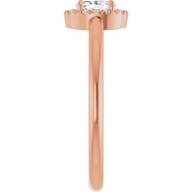 14K Rose Natural White Sapphire & .05 CTW Natural Diamond French-Set Halo-Style Ring