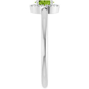 14K White Natural Peridot & .05 CTW Natural Diamond French-Set Halo-Style Ring