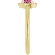 14K Yellow Natural Pink Tourmaline & .05 CTW Natural Diamond French-Set Halo-Style Ring