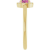 14K Yellow Natural Pink Tourmaline & .05 CTW Natural Diamond French-Set Halo-Style Ring