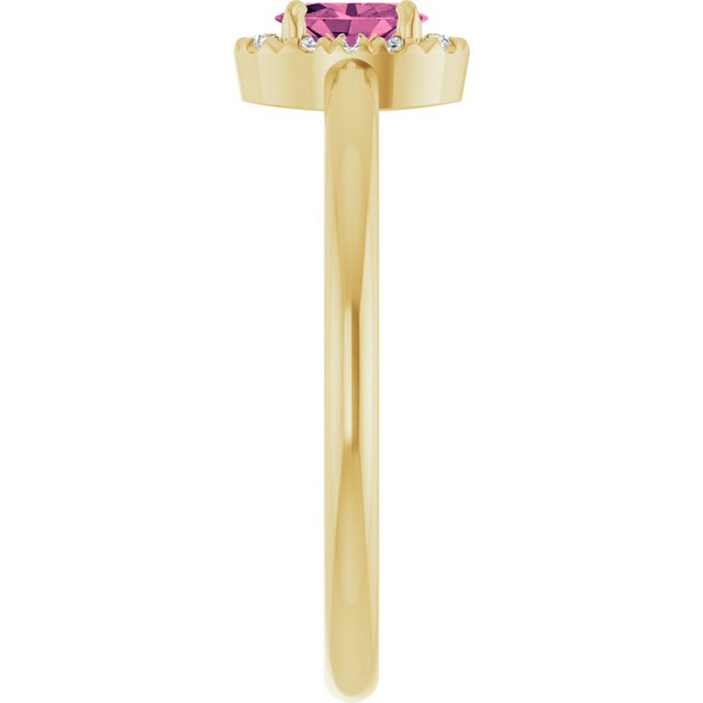 14K Yellow Natural Pink Tourmaline & .05 CTW Natural Diamond French-Set Halo-Style Ring