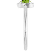 Platinum Natural Peridot & .05 CTW Natural Diamond French-Set Halo-Style Ring