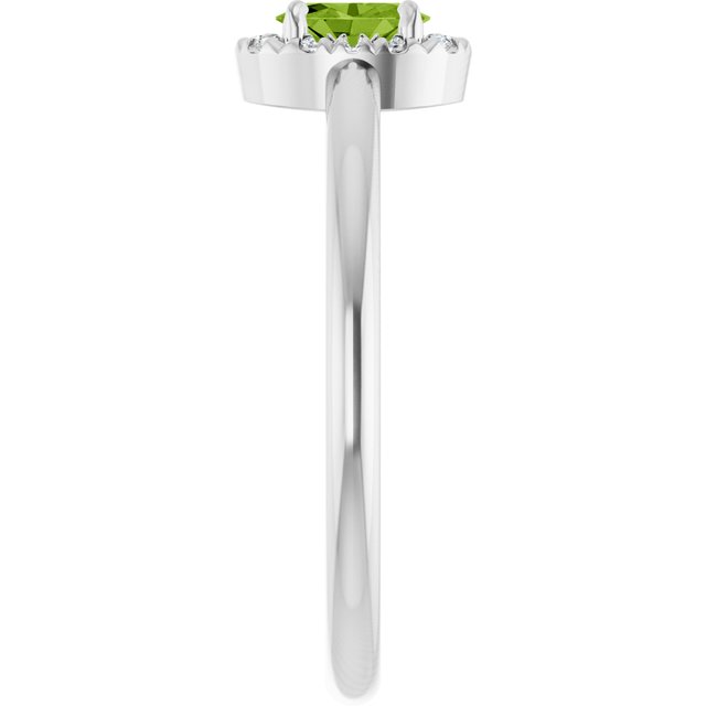 Platinum Natural Peridot & .05 CTW Natural Diamond French-Set Halo-Style Ring