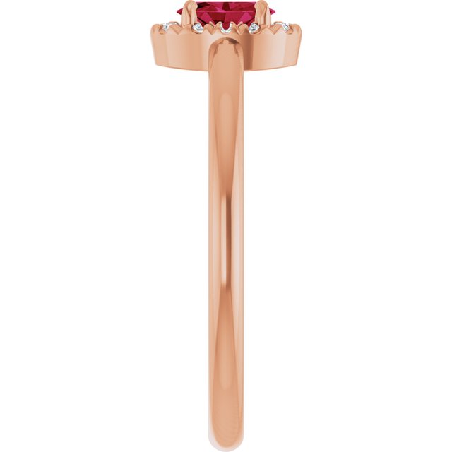 14K Rose Lab-Grown Ruby & .05 CTW Natural Diamond French-Set Halo-Style Ring