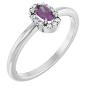 14K White Lab-Grown Alexandrite & .05 CTW Natural Diamond French-Set Halo-Style Ring