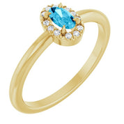 14K Yellow Natural Aquamarine & .05 CTW Natural Diamond French-Set Halo-Style Ring