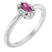 Platinum Natural Pink Tourmaline & .05 CTW Natural Diamond French-Set Halo-Style Ring