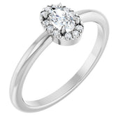 Sterling Silver Natural White Sapphire & .05 CTW Natural Diamond French-Set Halo-Style Ring