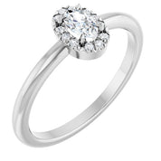 Sterling Silver Natural White Sapphire & .05 CTW Natural Diamond French-Set Halo-Style Ring