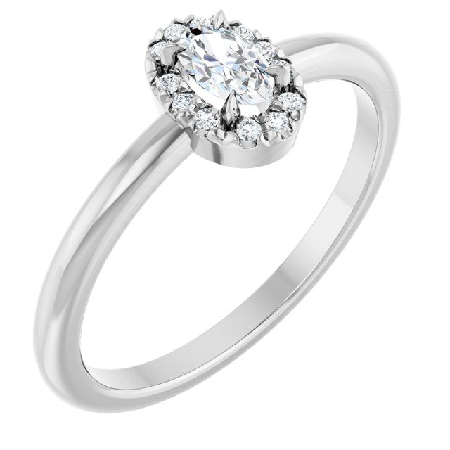 Sterling Silver Natural White Sapphire & .05 CTW Natural Diamond French-Set Halo-Style Ring