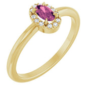 14K Yellow Natural Pink Tourmaline & .05 CTW Natural Diamond French-Set Halo-Style Ring