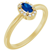 14K Yellow Natural Blue Sapphire & .05 CTW Natural Diamond French-Set Halo-Style Ring