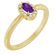 14K Yellow Natural Amethyst & .05 CTW Natural Diamond French-Set Halo-Style Ring