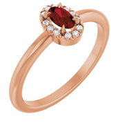 14K Rose Natural Mozambique Garnet & .05 CTW Natural Diamond French-Set Halo-Style Ring