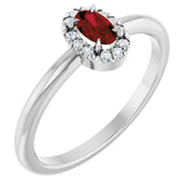 Sterling Silver Natural Mozambique Garnet & .05 CTW Natural Diamond French-Set Halo-Style Ring