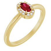 14K Yellow Lab-Grown Ruby & .05 CTW Natural Diamond French-Set Halo-Style Ring